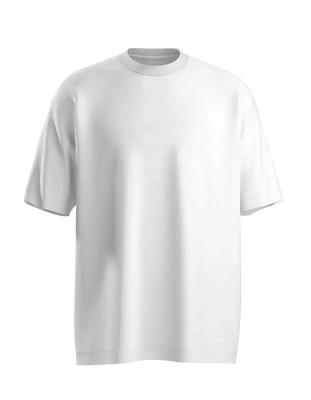 Plain oversized white t-shirt with relaxed fit and ribbed crewneck, sustainable cotton by Basico Branco.
