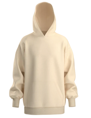 Básico Branco oversized hoodie in cream, showcasing a premium organic cotton fit and fabric.