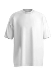  Plain oversized white t-shirt with relaxed fit and ribbed crewneck, sustainable cotton by Basico Branco.