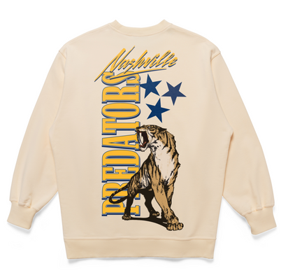 Basico Branco Nashville Predators cream-coloured crewneck with a bold Nashville Predators back graphic in gold.