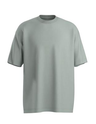  Básico Branco Oversized T-Shirt in sage green, showcasing a premium organic cotton fit and fabric.