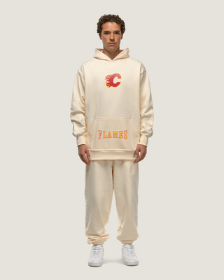  Basico Branco Calgary Flames Hoodie in cream with front logo and matching sweatpants.