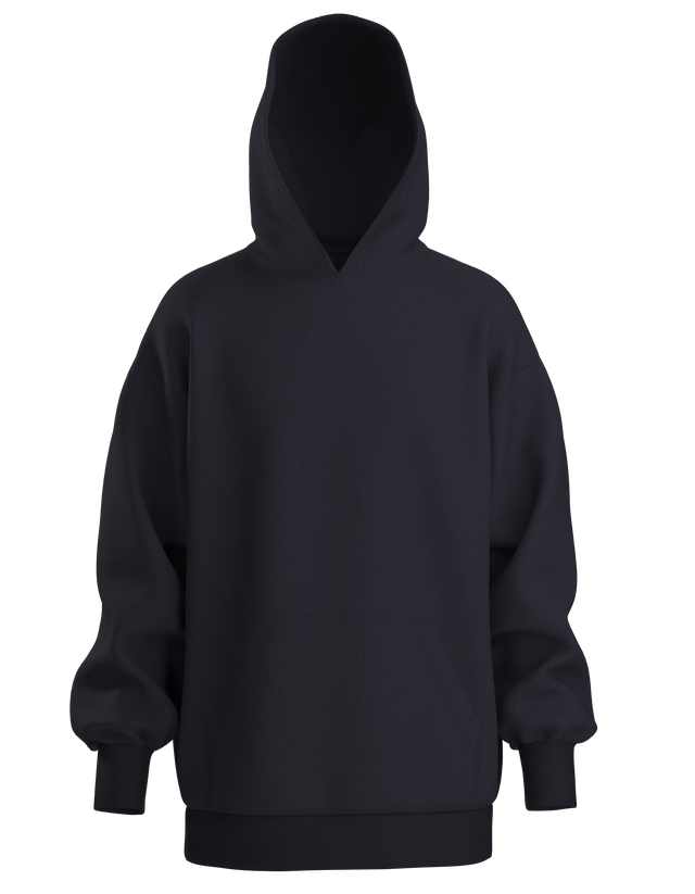 Oversized Hoodie in black made from heavyweight 100% organic cotton with a relaxed unisex fit